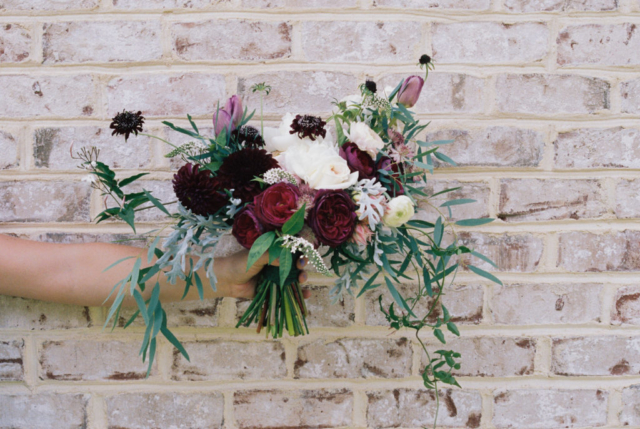 Boho Bridal Bouquet Burgundy and White Pop