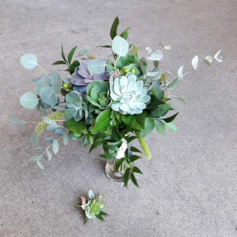 Mythical Style Bridal Bouquet Echeveria and Emerald Enchantment