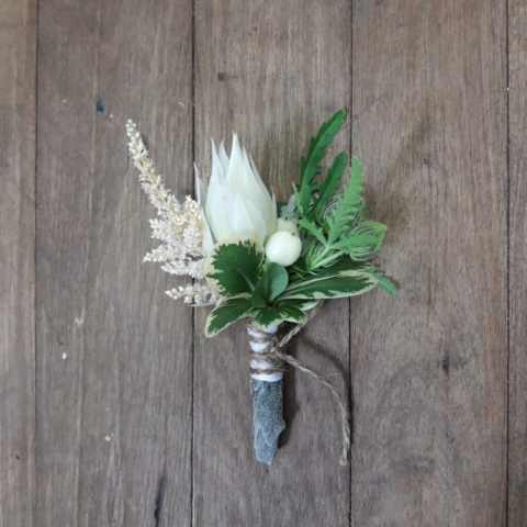 Groom's Boutonniere White Party