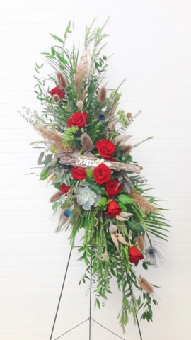 Red and Natural S Curve Standing Spray