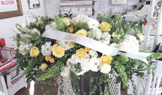 Yellow and White Classic Style Casket Spray